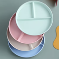 4pcs, Adult Weight Control Plates, Suitable for Restaurants, 4 Colors, Three Grid Circular Plastic Personal Plates, Reusable Healthy Eating and Weight Loss Partition Plates, Picnic Plates, Salad Plates, Dishwasher Safe, Reusable