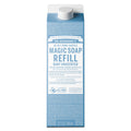 Dr. Bronner’s Baby Unscented 18-in-1 Pure Castile Soap Refill carton featuring organic and fair trade ingredients for gentle, eco-friendly multipurpose cleaning. [32 oz]